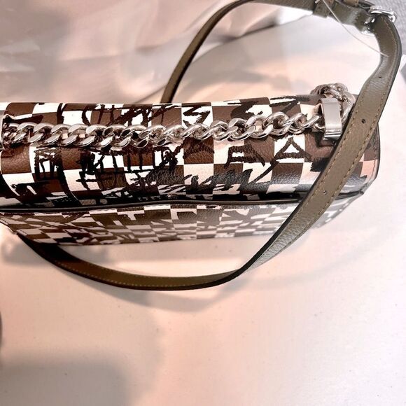 NWOT DKNY Check-graffiti Shoulder Bag In Green crossBag - Picture 9 of 13